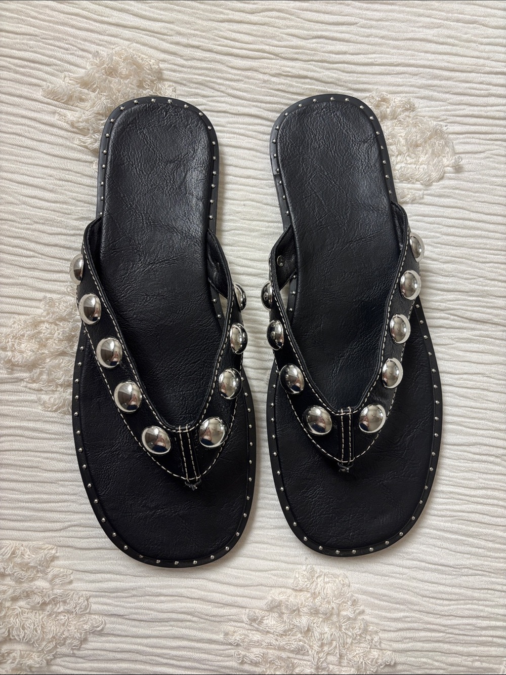 Black Studded Women’s Flip Flop Sandals
